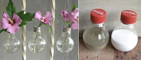 DIY - Recycled light bulb hanging vases