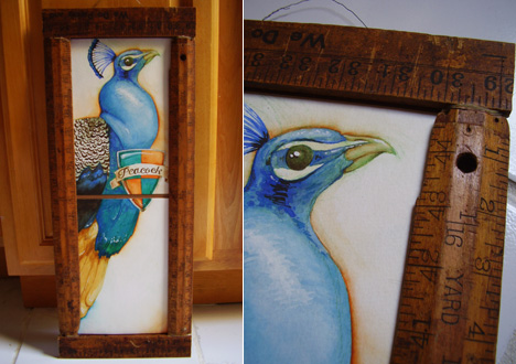Peacock painting and ruler frame