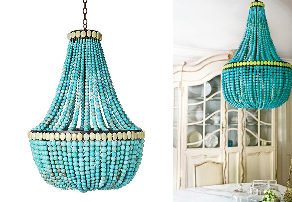 Turquoise chandelier by Marjorie Souras
