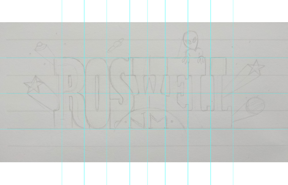 You can already see a slight deviation from the sketch, fixing the width of the letters.